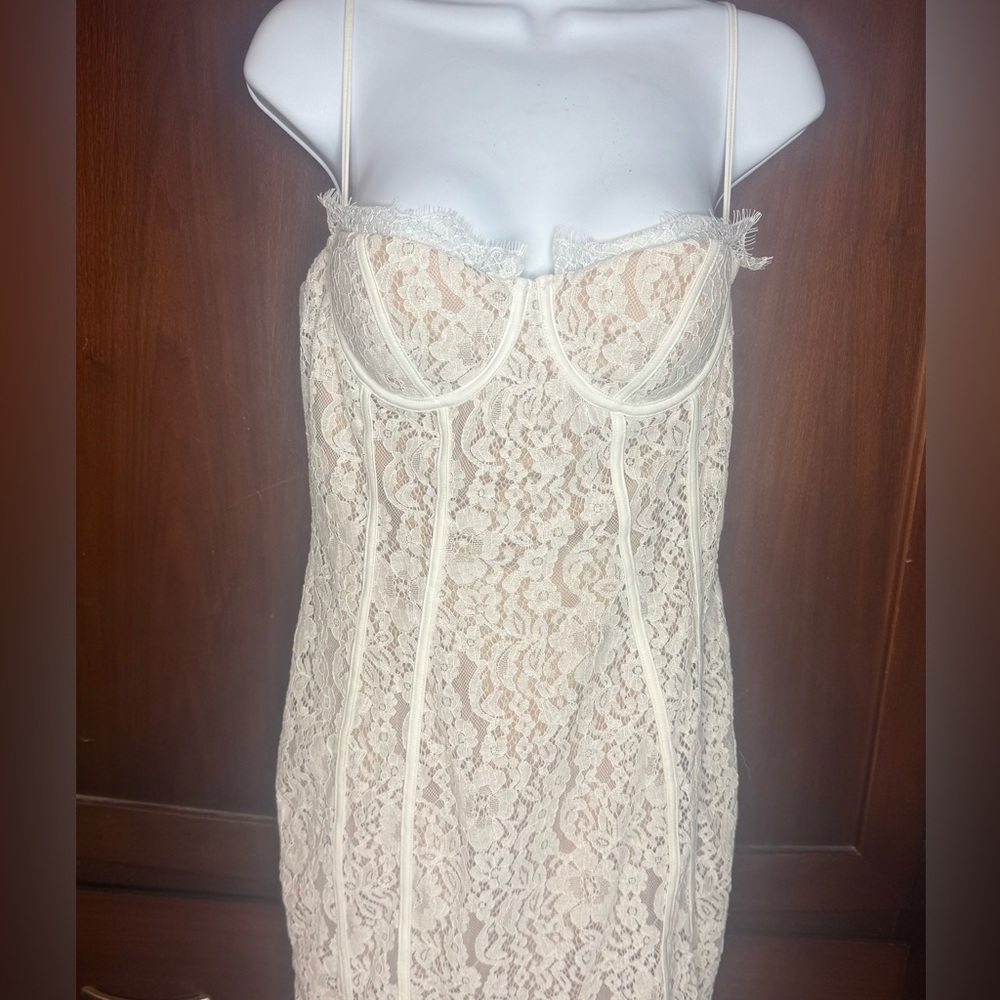 Fashion Nova Cream Lace Chemise